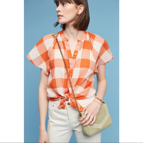 Anthropologie Tops - Maeve Gingham Flutter Top
